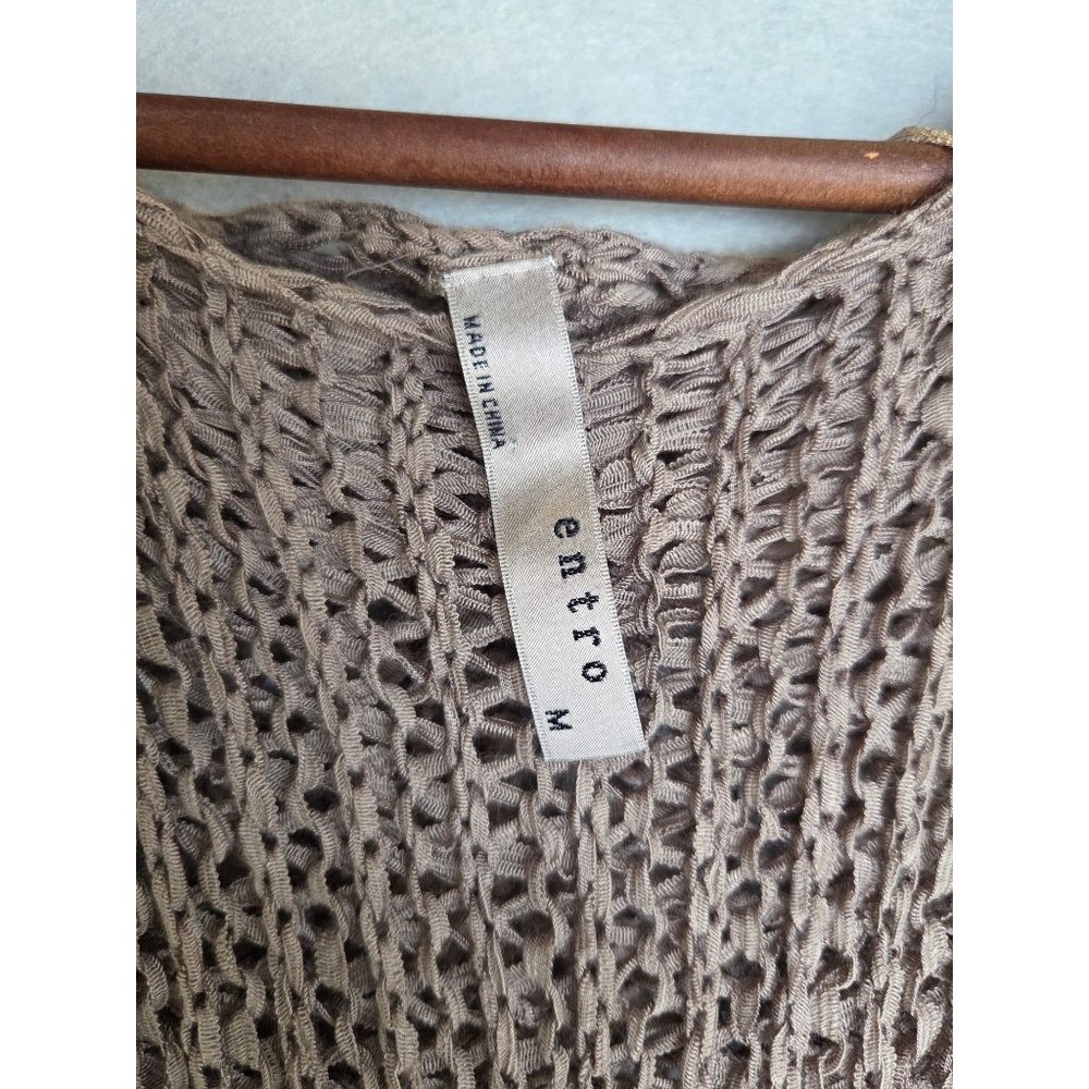 Entro Fairy Grunge Crochet Sweater M Lace Ruffle Hem Boho Festival Taupe - Picture 6 of 10